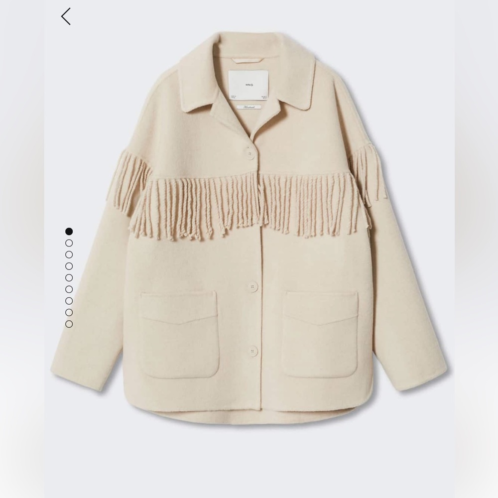 MANGO handmade fringed overshirt coat
